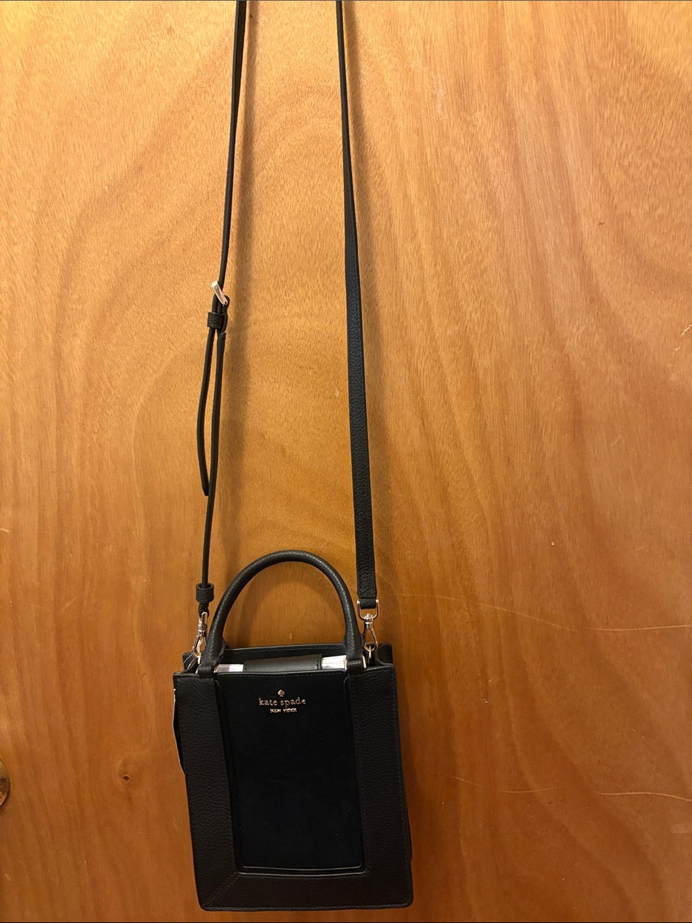 kate spade Black Leather Mini Top-Handle Crossbody with Gold Hardware